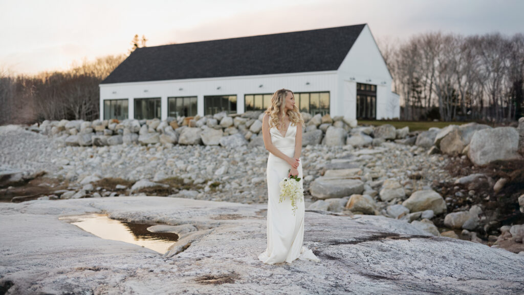 Wedding along the rocky coastline at a Nova Scotia wedding venue