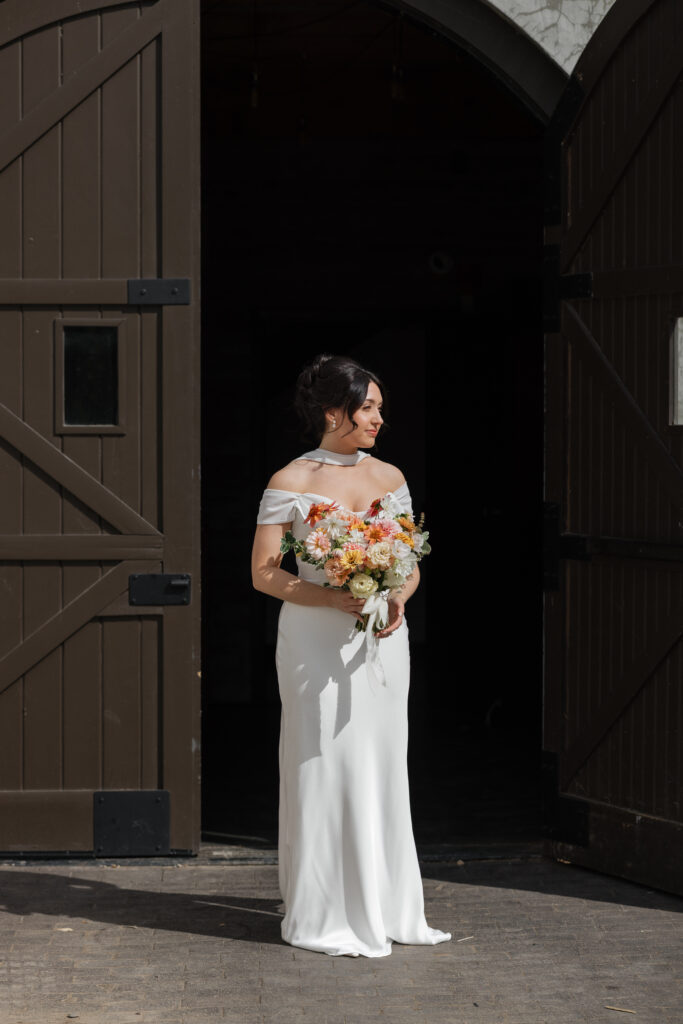 Bride and groom sharing a quiet moment together before their wedding ceremony in Nova Scotia