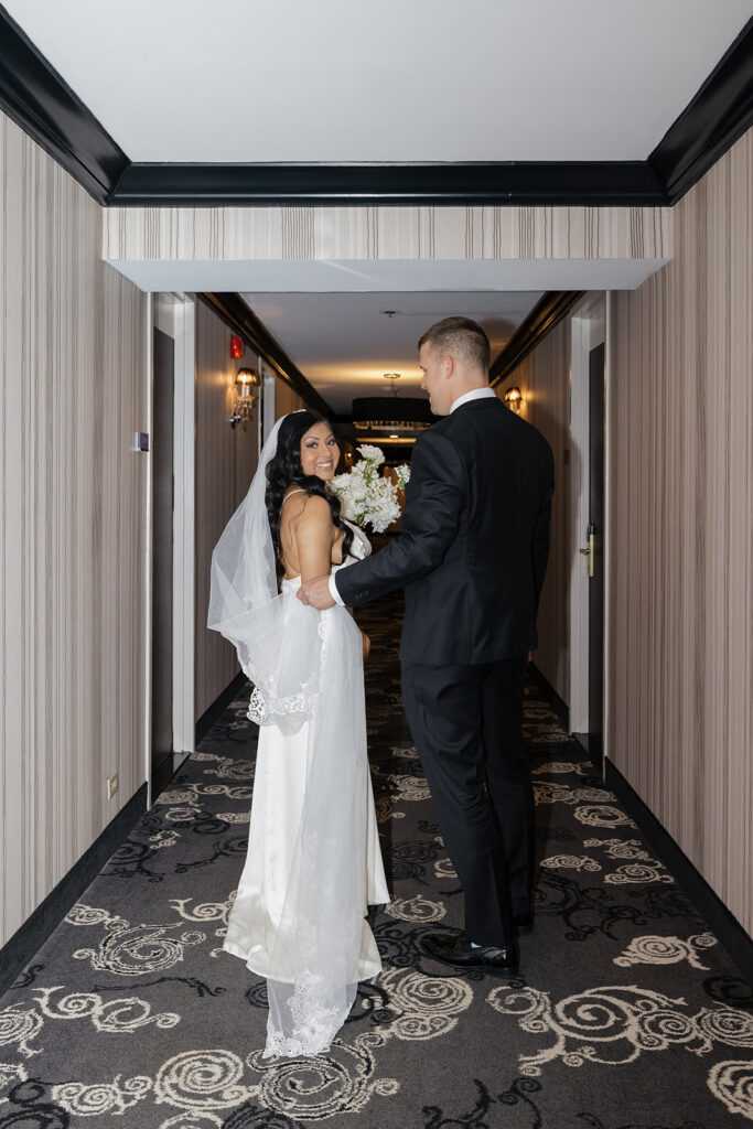Bride and groom portraits at Halifax Public Gardens during Lord Nelson wedding