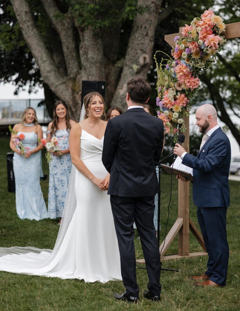 Wedding ceremony at Farm at South Cove in Lunenburg Nova Scotia
