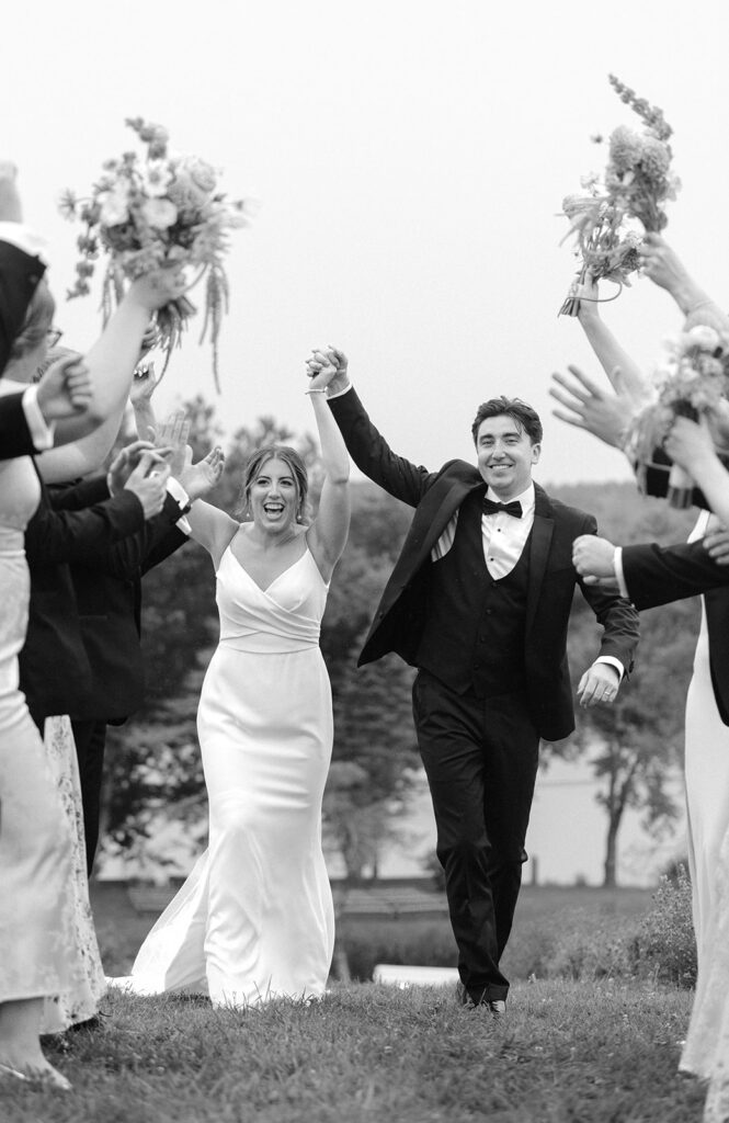 Bride and groom portraits overlooking the South Shore at Farm at South Cove