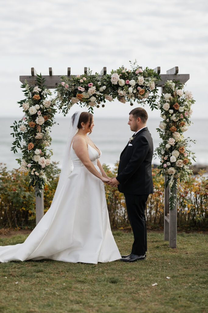 Oceanfront wedding ceremony at White Point Beach Resort