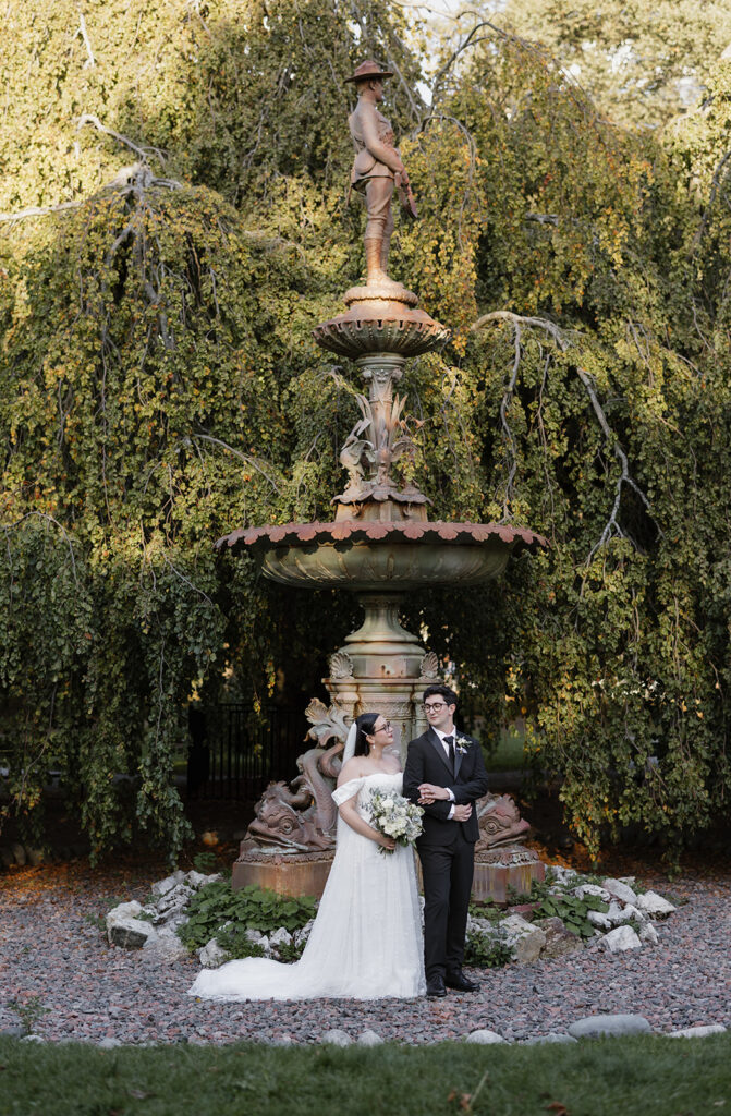 Bride and groom portraits at Halifax Public Gardens during Lord Nelson wedding