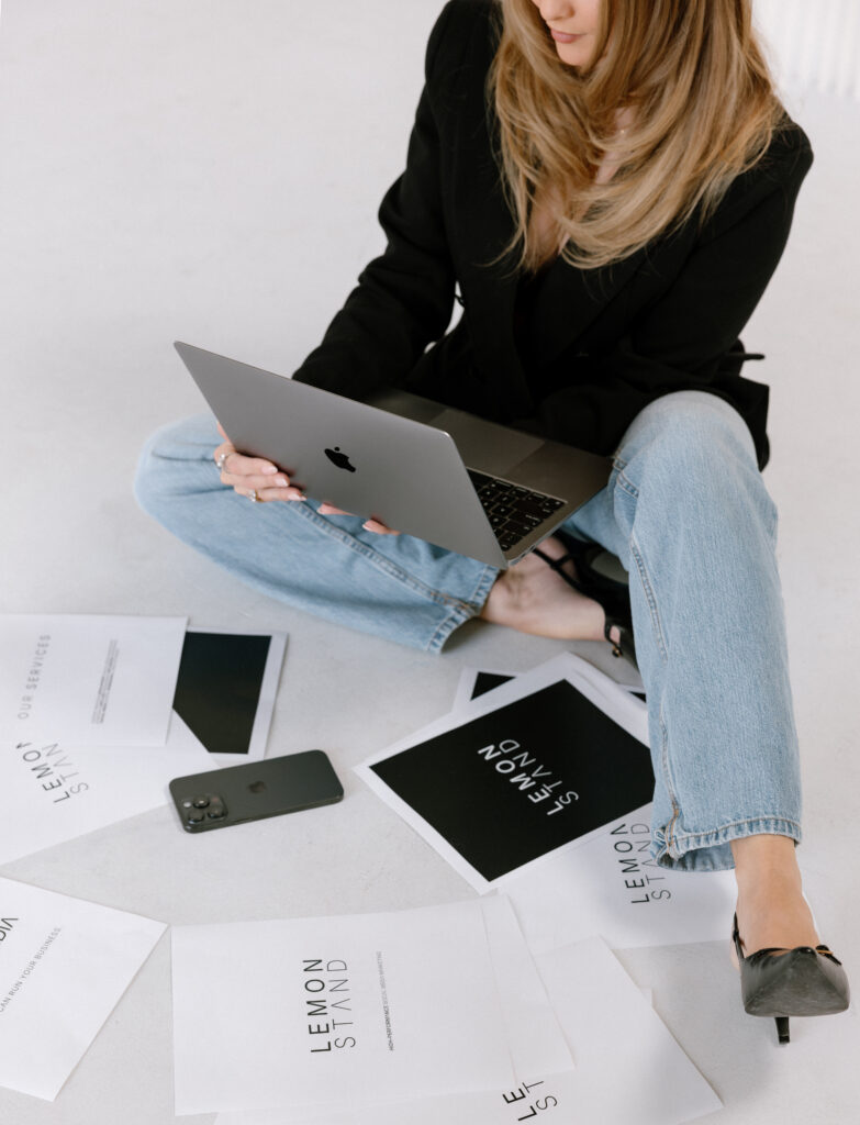 Personal branding session in natural light studio with relaxed, editorial feel